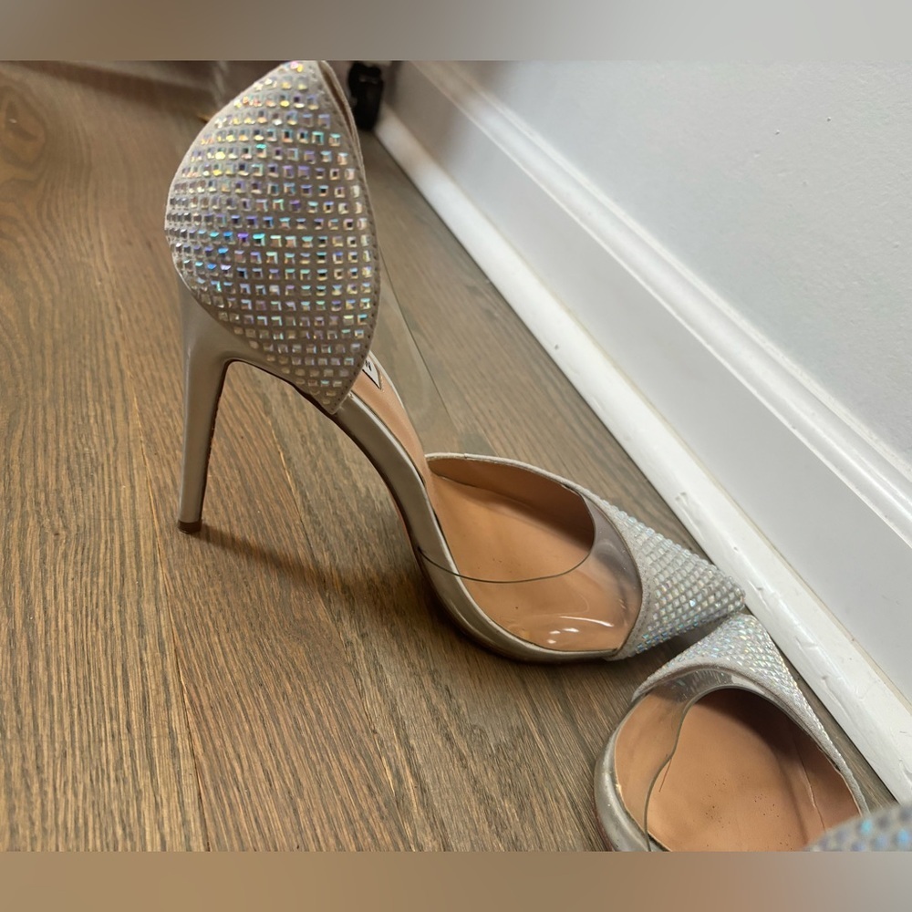 Steve Madden Marbela Pump 4.5” heel Silver Sequin Shiny Women’s size 9.5 - Picture 5 of 7